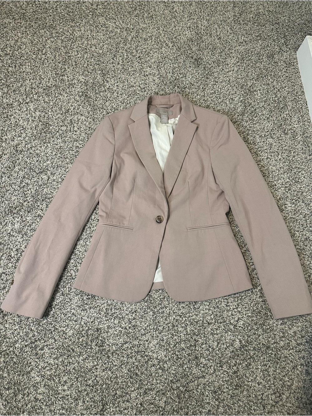 H&M Dusty Pink Single-Button Tailored Blazer